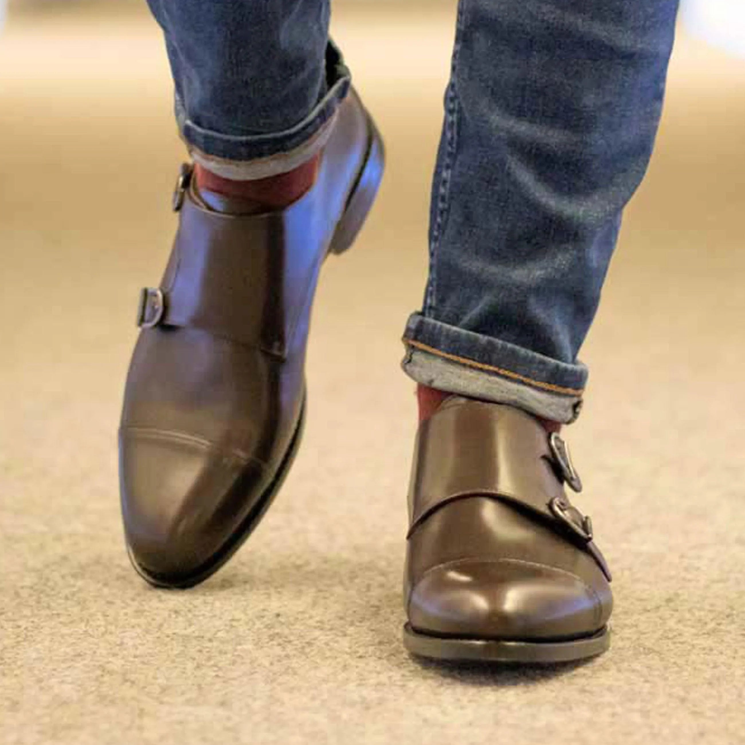Double Monk dark brown box calf - fastlane 