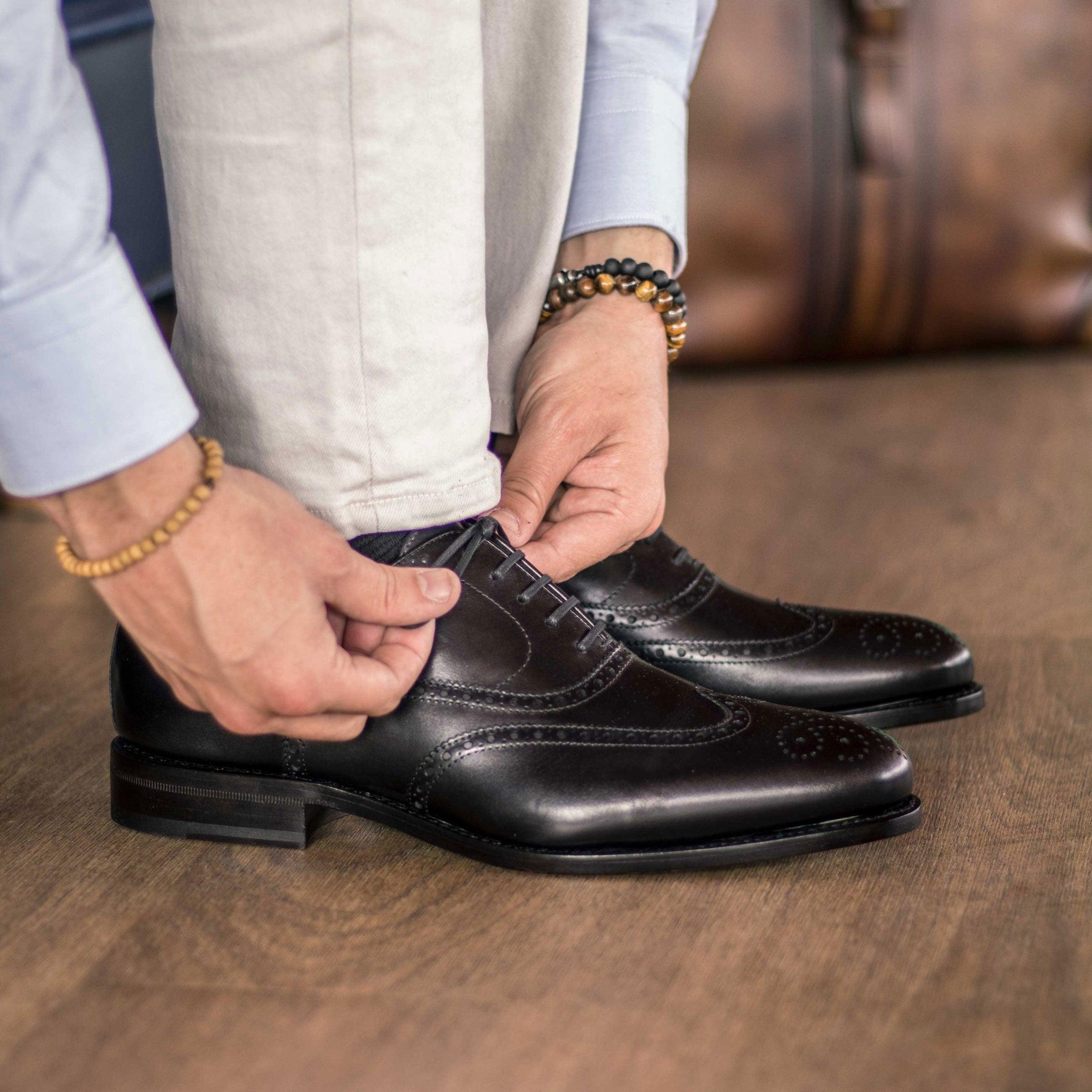 Black Leather Brogue Shoes