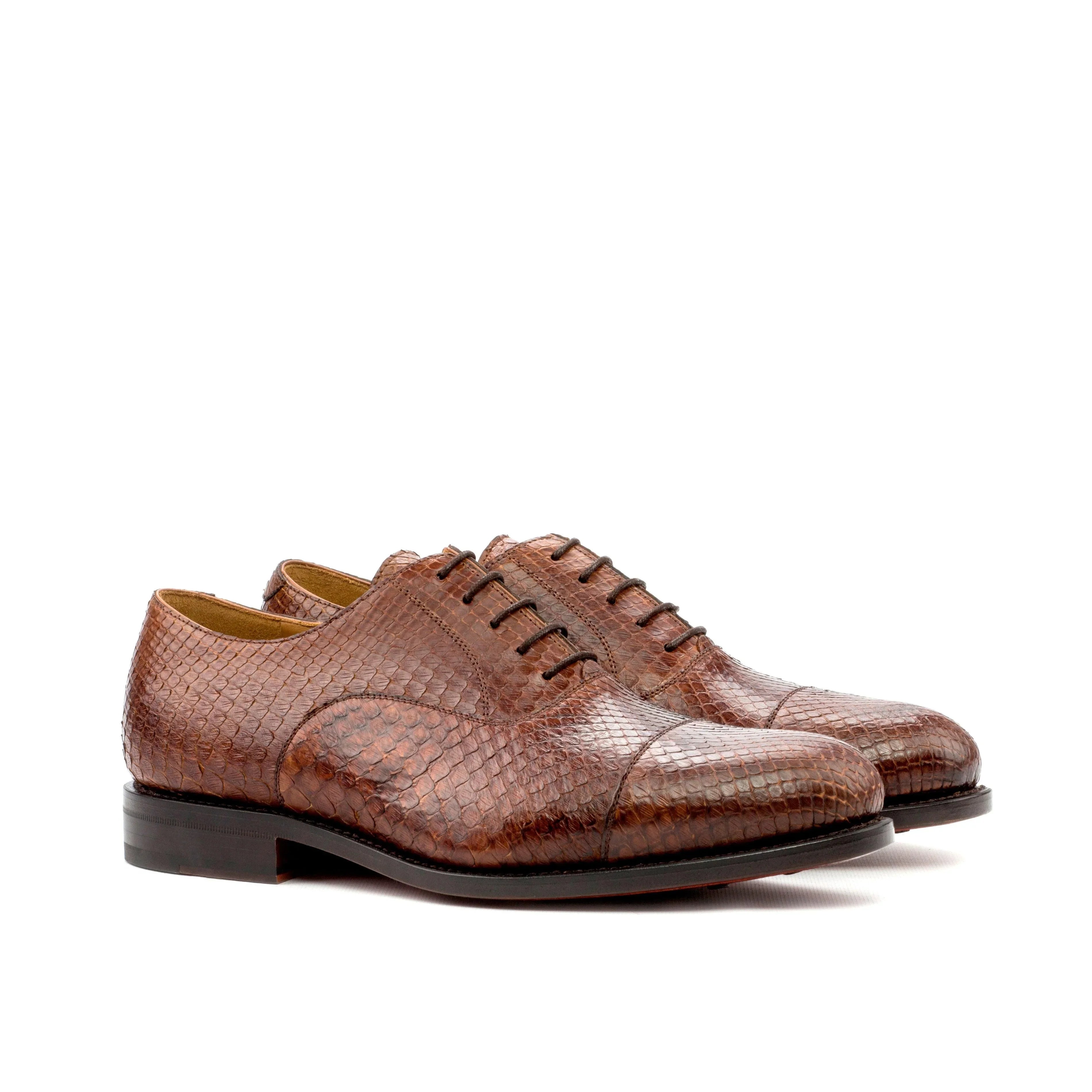 Python Skin Slippers Genuine Brown Python Oxford Shoes - Goodyear-welted soles – ADORSI