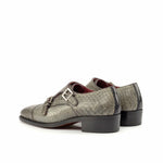 Grey Python Double Monk Shoes - Double Monk 