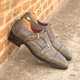 Grey Python Double Monk Shoes - Double Monk 