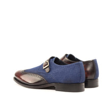 Load image into Gallery viewer, Jeans Fabric &amp; Burgundy Patina Leather Single Monk - Single Monk 
