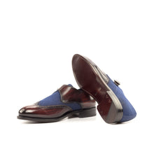 Load image into Gallery viewer, Jeans Fabric &amp; Burgundy Patina Leather Single Monk - Single Monk 
