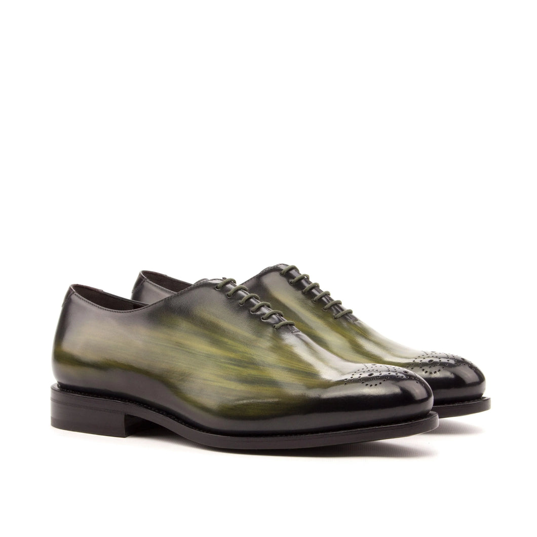 Khaki Green Patina Leather Wholecut Shoes Khaki Green Patina Leather Wholecut Shoes