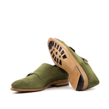 Load image into Gallery viewer, Khaki Green Suede Double Monk Shoes - Double Monk 
