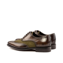 Load image into Gallery viewer, khaki Suede &amp; Brown marbled Patina Brogue - Full Brogue 

