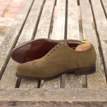 Load image into Gallery viewer, Khaki Suede Brogue Shoes - Full Brogue 
