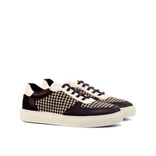 Load image into Gallery viewer, An ADORSI Black &amp; White Houndstooth Low-Top Sneaker.

