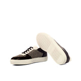 A pair of ADORSI Black & White Houndstooth Low-Top Sneakers on a white background.