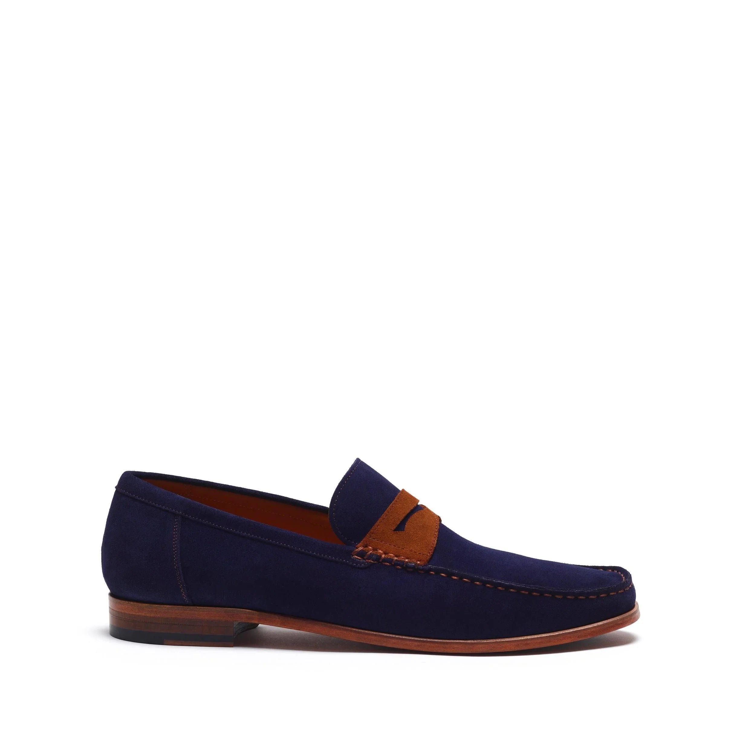 MORGAN MOCASSIN NAVY SUEDE, MED BROWN SUEDE - Moccasin Loafers 