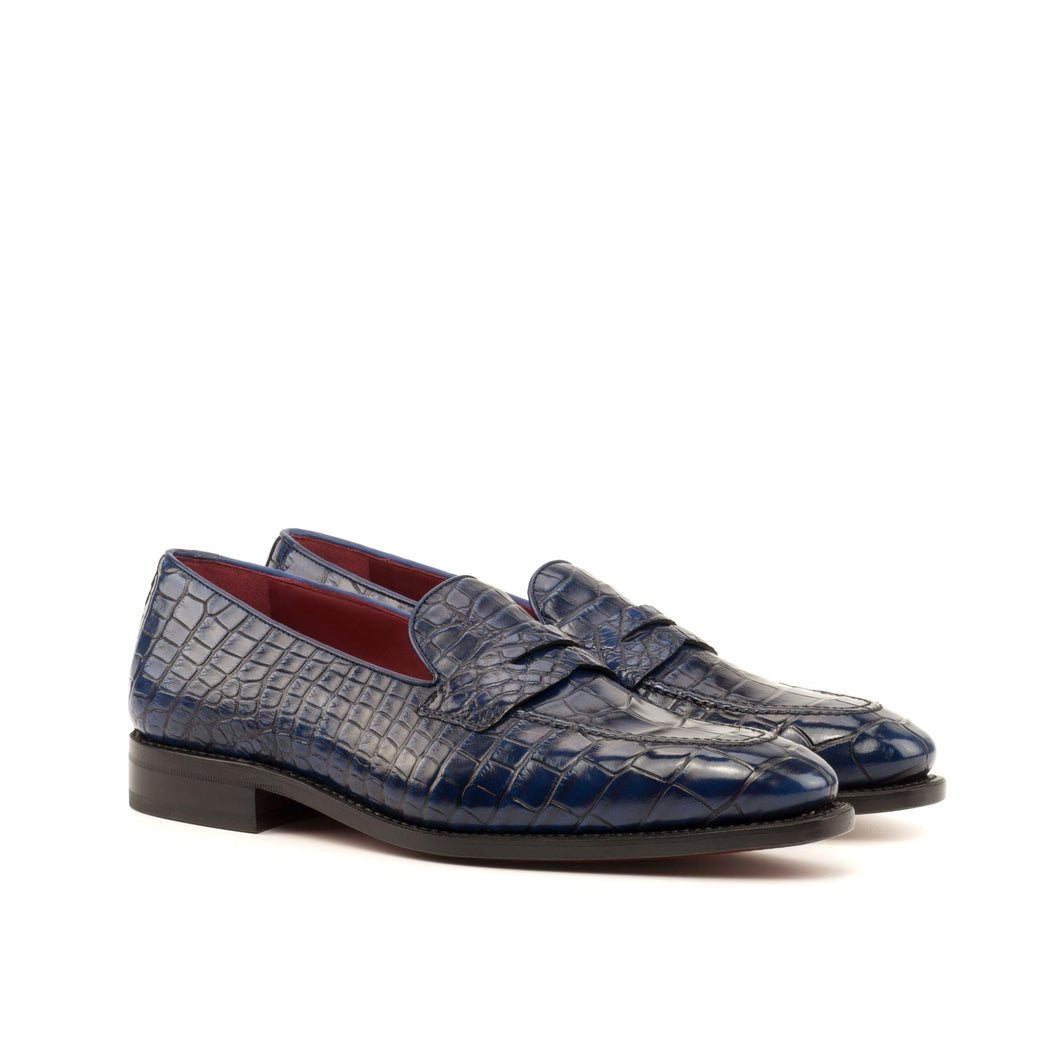 Navy Alligator Penny Loafer - Loafers 