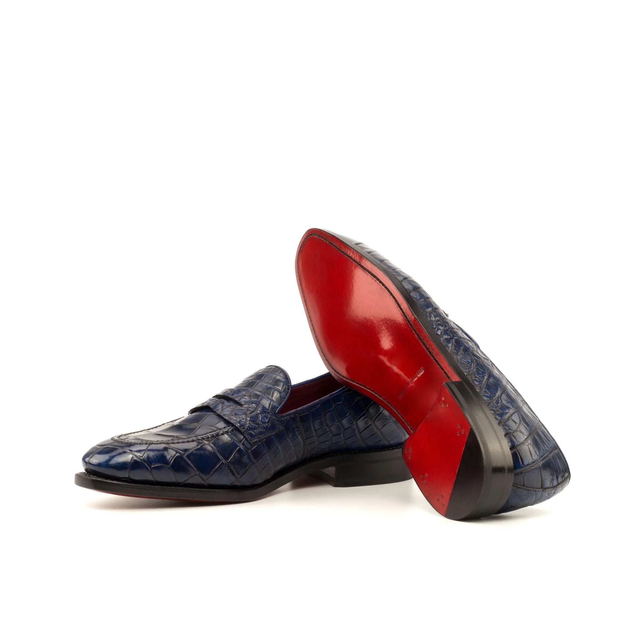 Navy Alligator Penny Loafer - Custom Made Shoes – ADORSI display picture 3
