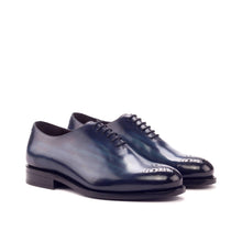 Load image into Gallery viewer, Navy Blue Patina Leather Wholecut Shoes - Whole Cut 
