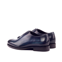 Load image into Gallery viewer, Navy Blue Patina Leather Wholecut Shoes - Whole Cut 
