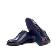 Load image into Gallery viewer, Navy Blue Patina Leather Wholecut Shoes - Whole Cut 
