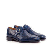 Load image into Gallery viewer, Navy Python Single Monk Shoes - Single Monk 
