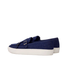 Load image into Gallery viewer, Navy Denim Double Monk Sneakers
