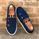 Navy Denim Double Monk Sneakers