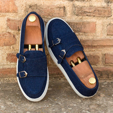 Load image into Gallery viewer, Navy Denim Double Monk Sneakers
