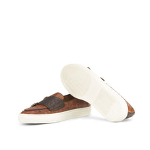 Load image into Gallery viewer, Cognac &amp; Dark Brown Ostrich Double-Monk Sneakers
