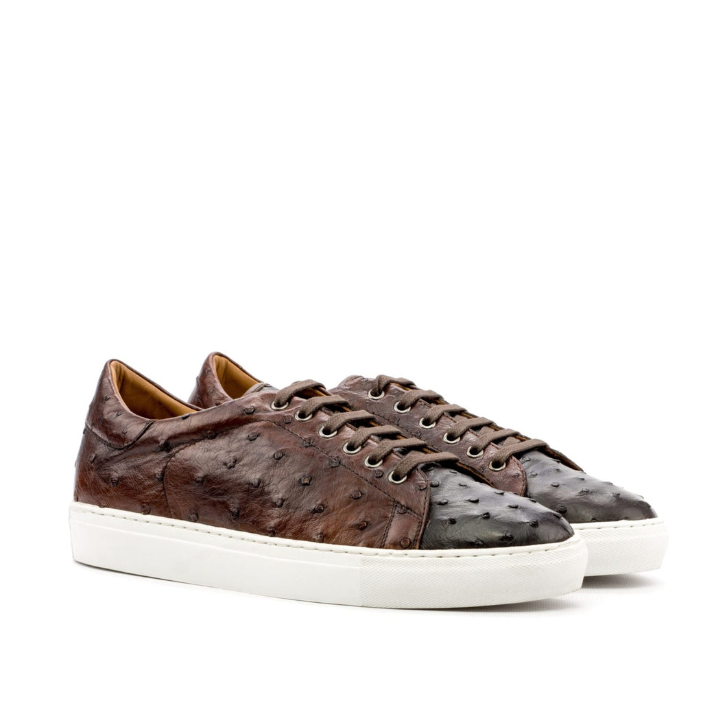 Dark & Med Brown Ostrich Classic Trainers