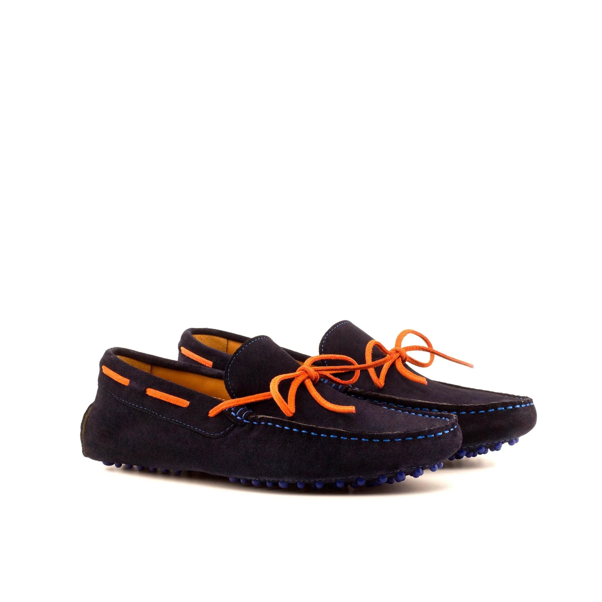 Navy & Orange Suede Drivers Loafer - Customized Shoes – ADORSI display picture 1