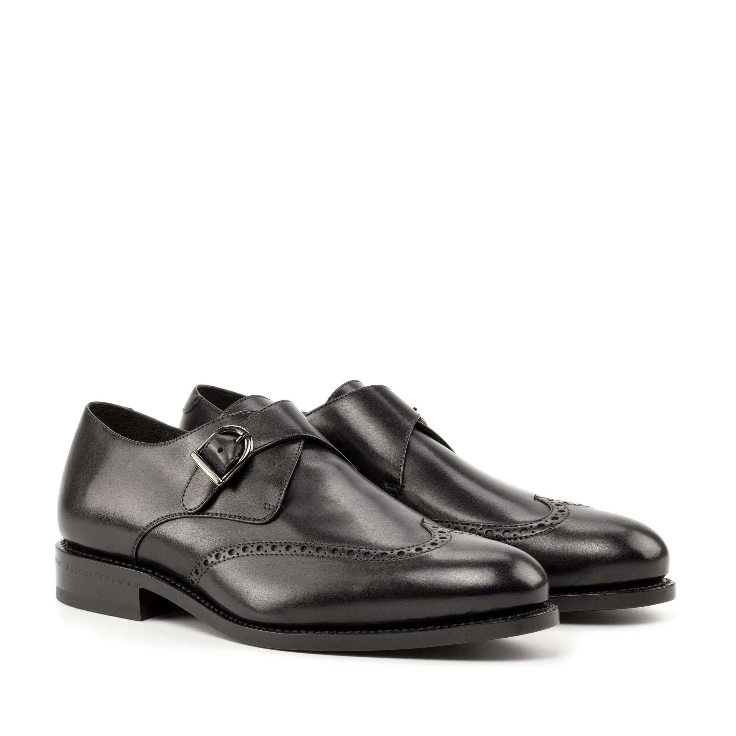 Black Single Monk-Straps - Men's Luxury Shoes – ADORSI