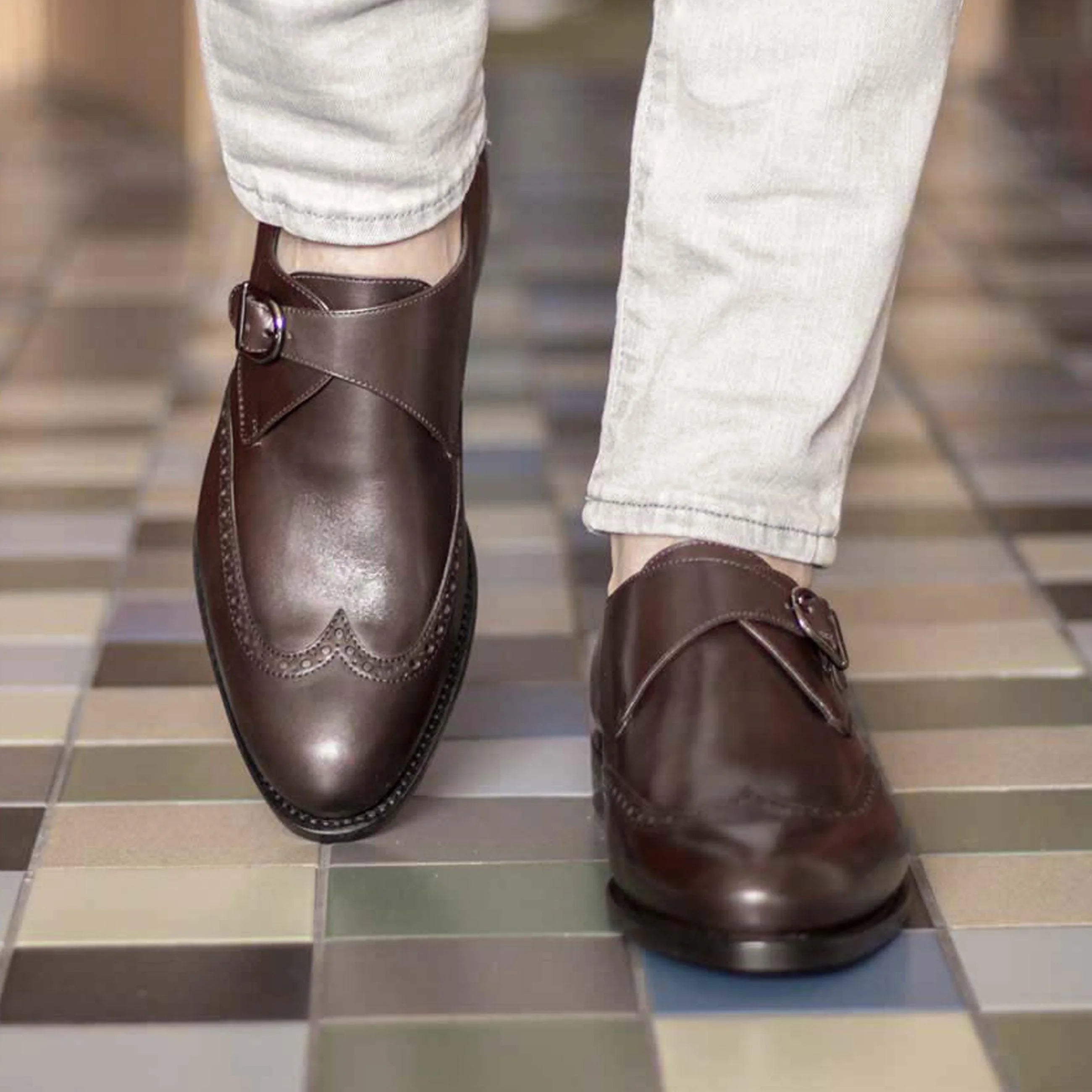 Single Monk dark brown box calf - fastlane 