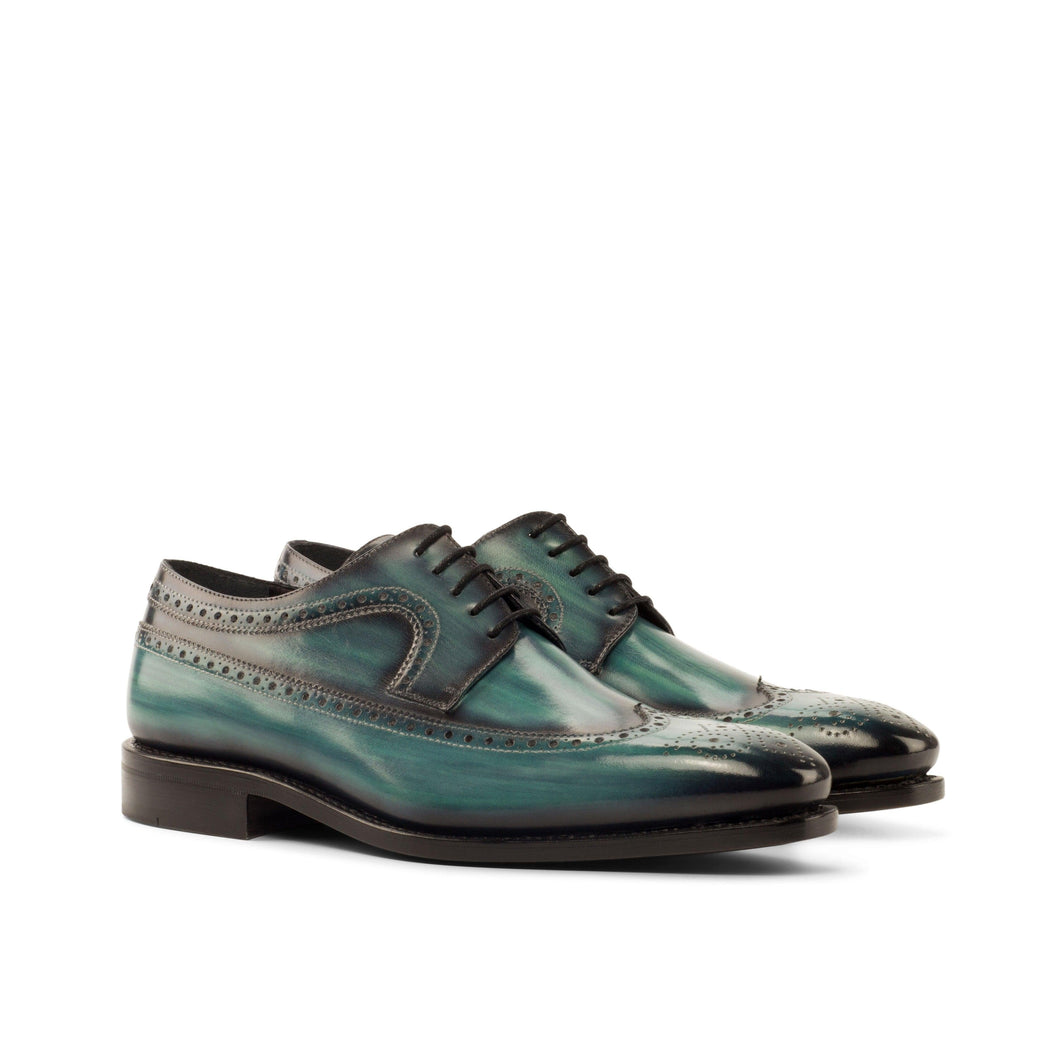 Turquoise Patina Longwing Blucher Shoes - Longwing Blucher 