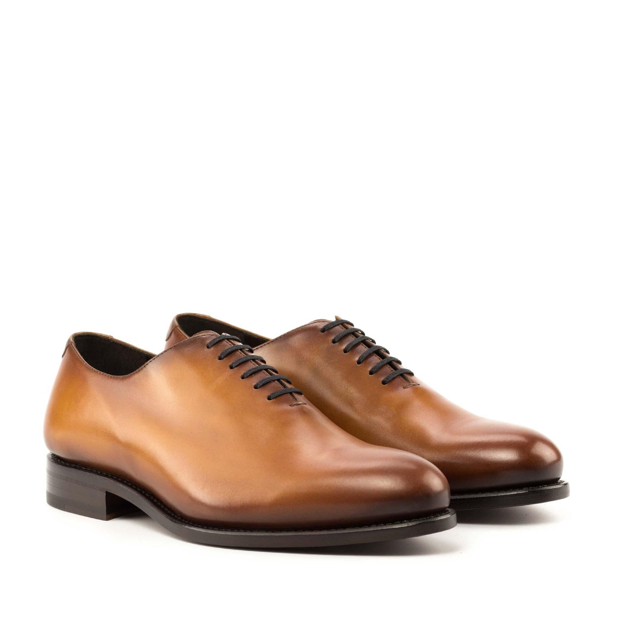 Cognac Calf Leather Wholecut Shoes - Custom Made 12